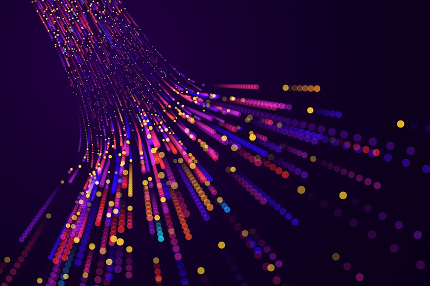 Illustration of dotted lines in motion symbolizing data flow